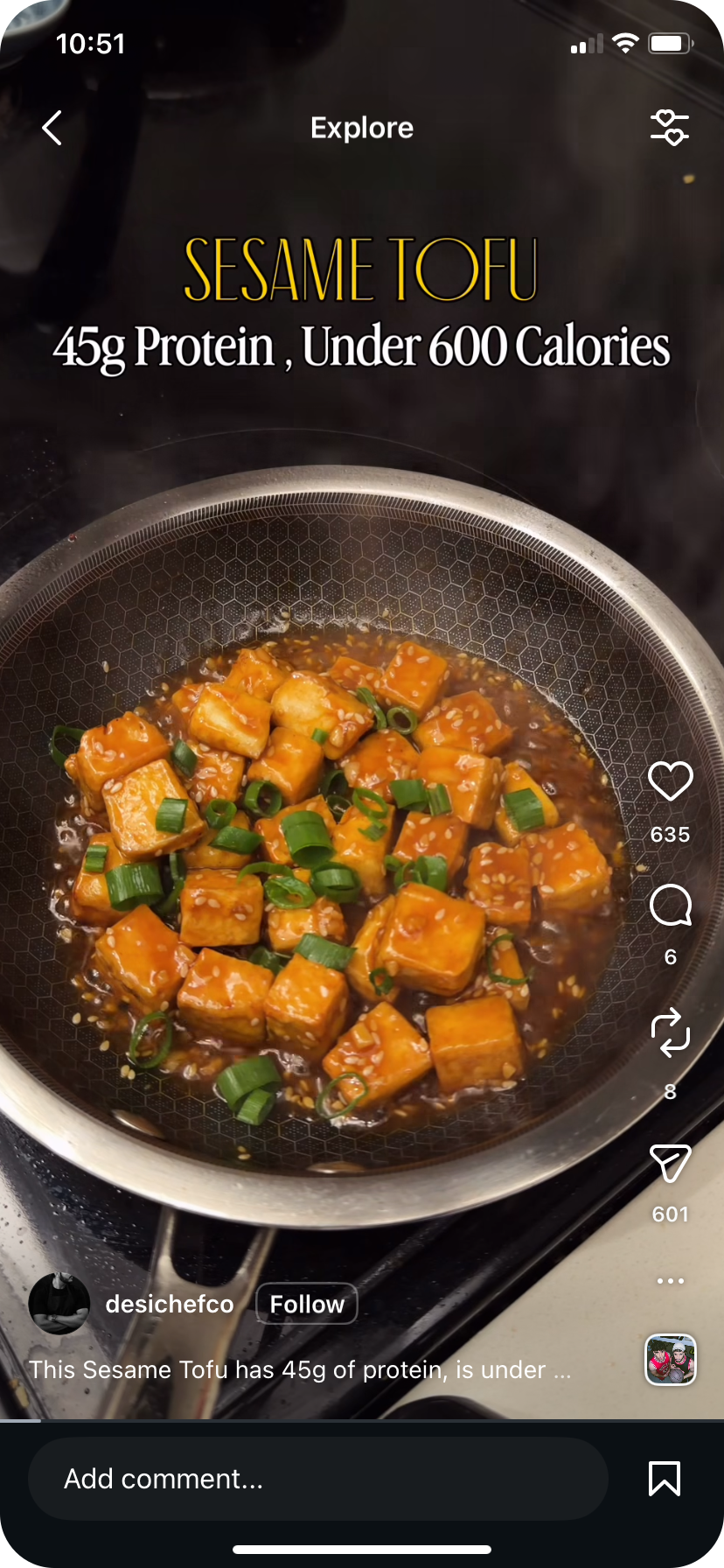 A recipe reel on Instagram, the kind of post Olive can import in a tap